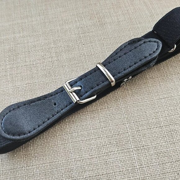 Dog Collar Vegan Faux Leather Black Silver Tone Buckle Pet Collar Adjustable - Picture 6 of 9